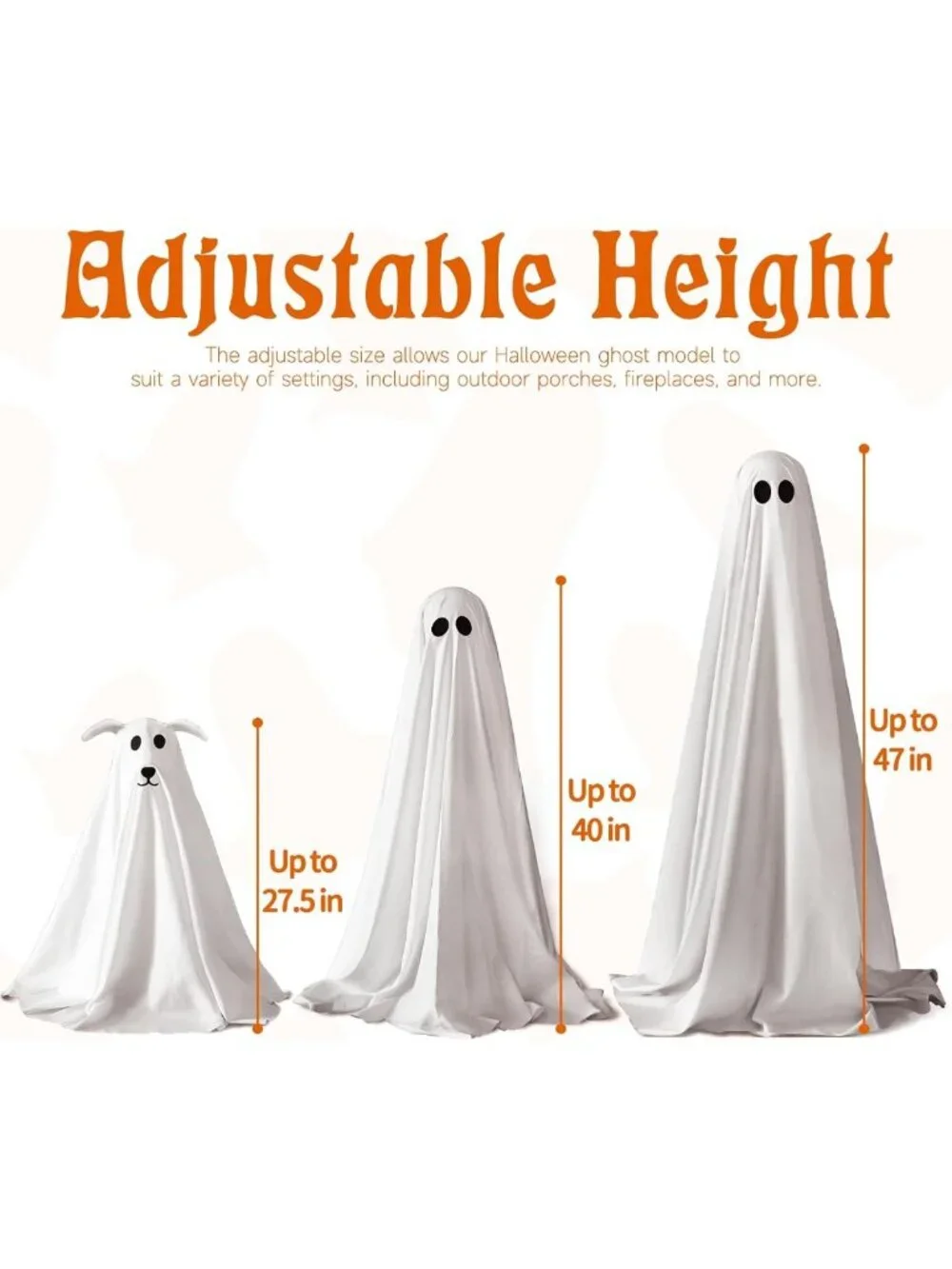 Spooky Ghost Decorations - 3 Pack Lighted Halloween Decor for Home, Porch & Yard